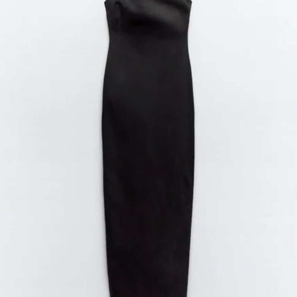 ZARA - Black denim strapless dress